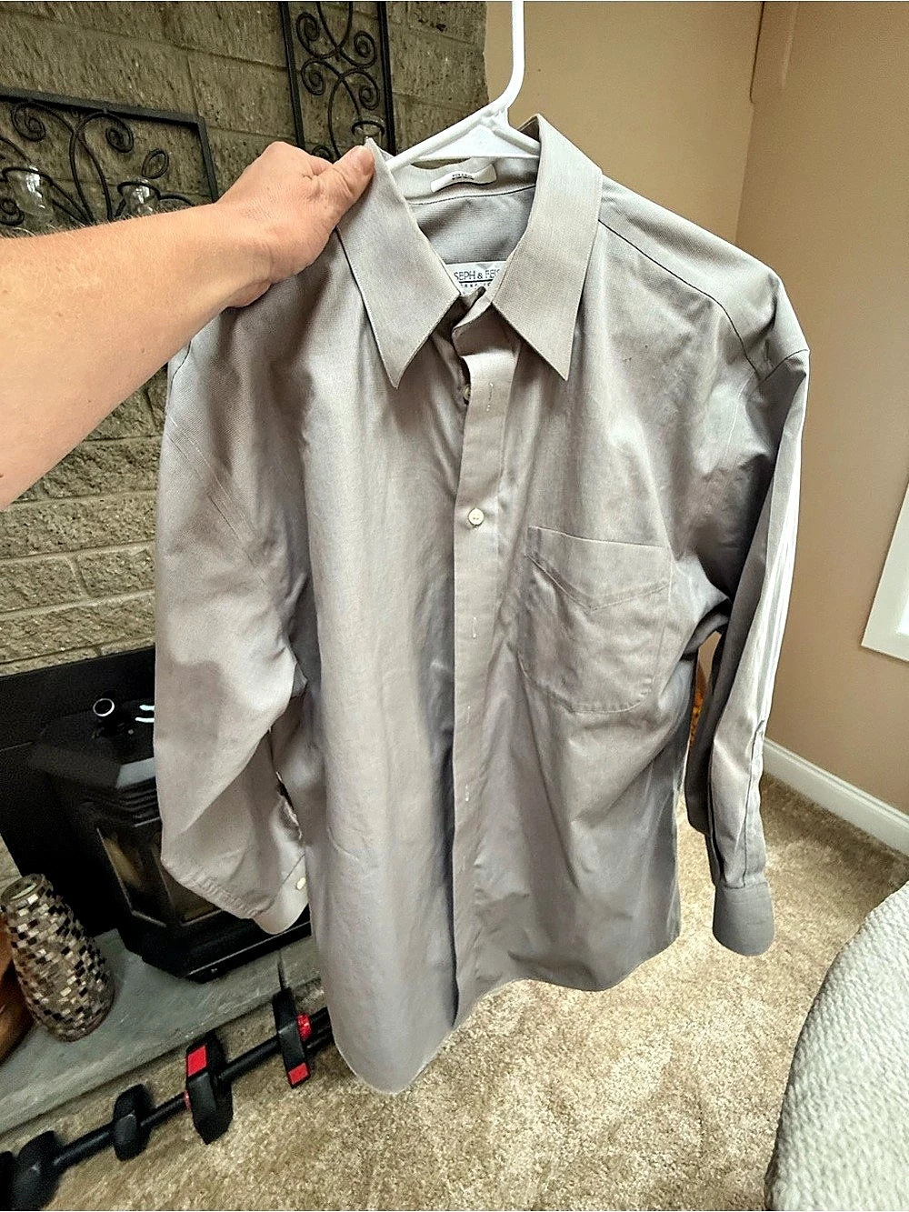 Joseph & Feiss Long Sleeve Button Down Gray Med